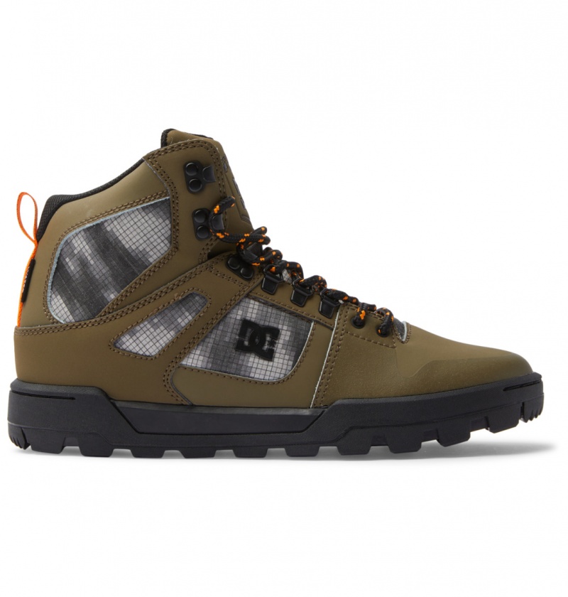 Buty Zimowe Męskie DC Pure High-Top Wody-Resistant Oliwkowe | 1467328-AI