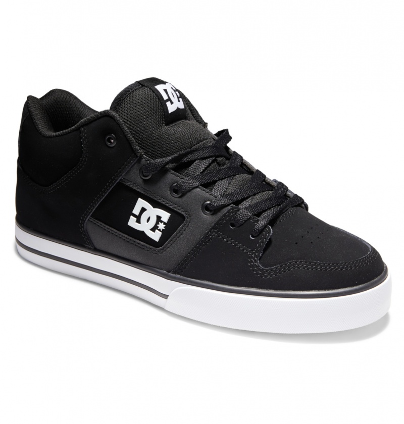 Trampki Męskie DC Pure MID Mid-Top Czarne Białe | 7183465-AY